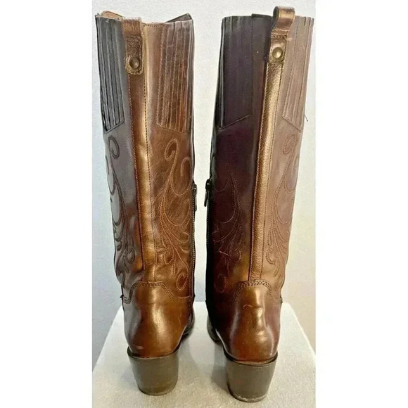 Rio Grande Cowboy Knee High Boots Womens Size US 7 Leather Western Stitch RARE - Picture 4 of 10